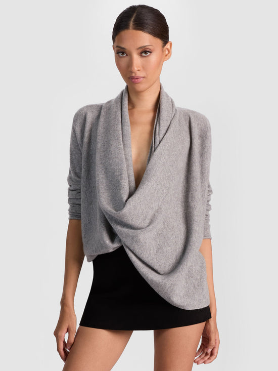 JULES CASHMERE DRAPED PULLOVER - Grey