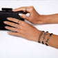 2-in-1 Bracelet Hair Tie Set - Black/Silver