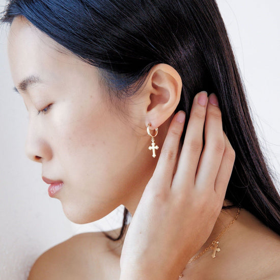 Cross Hoop Earrings