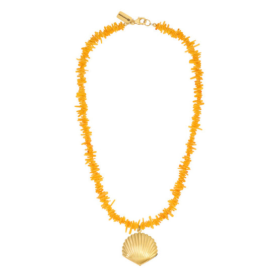 Vintage Coral Shell Necklace - Yellow