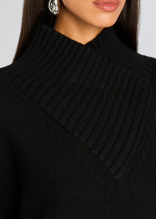 Dessa Chunky Knit Sweater Dress - Black (PRE-SALE)