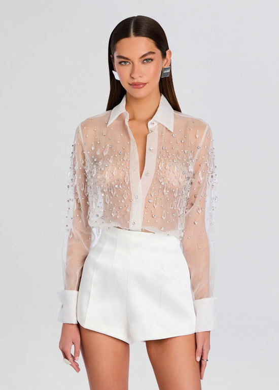 Aubriella Embellished Shirt - White (PRE-SALE)
