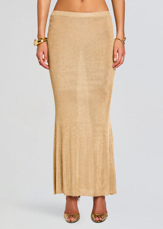 Harmony Metallic Knit Skirt - Gold