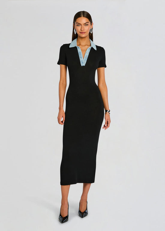 Reye Knit Maxi Dress - Black/Coastline