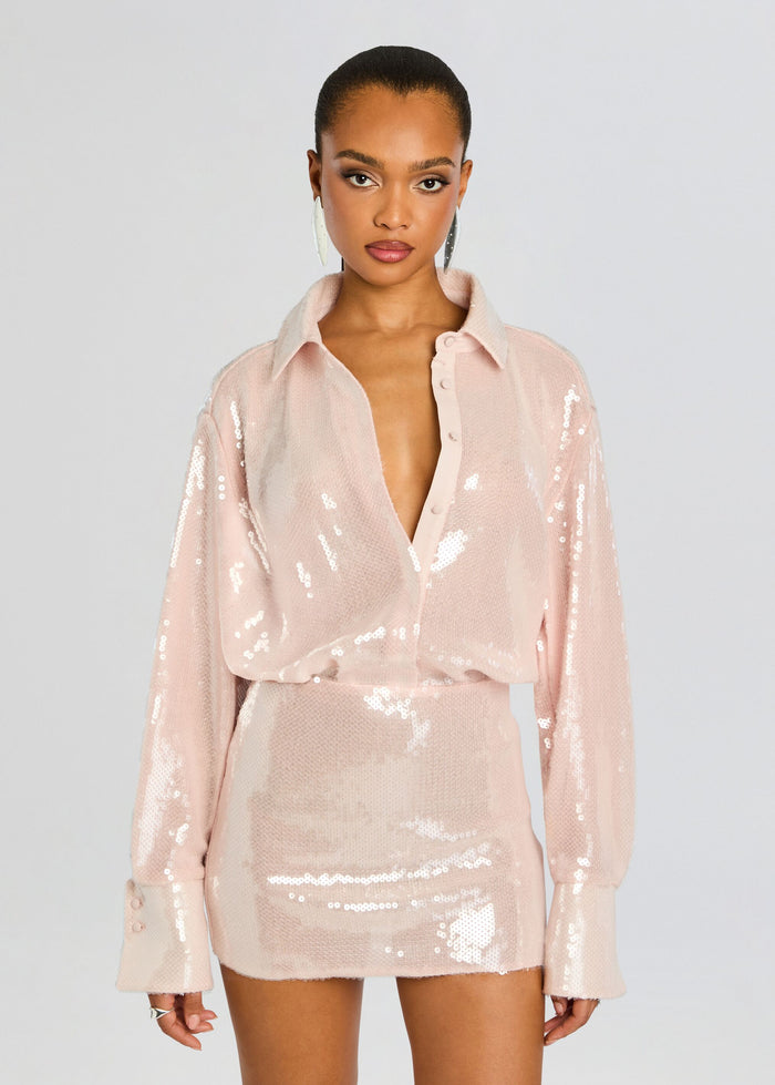 hustle sequin dress Sequin Mini Dress with Butterfly Bodice 51592