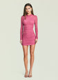 Moxey Ruched Mesh Mini Dress - Sangria
