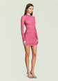 Moxey Ruched Mesh Mini Dress - Sangria