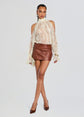 Valerie Leather Skirt - Cigar (PRE-SALE)