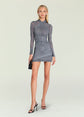 Moxey Ruched Mesh Mini Dress - Glen Check (PRE-SALE)