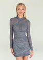 Moxey Ruched Mesh Mini Dress - Glen Check (PRE-SALE)