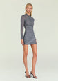 Moxey Ruched Mesh Mini Dress - Glen Check (PRE-SALE)