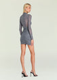 Moxey Ruched Mesh Mini Dress - Glen Check (PRE-SALE)