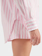 Embroidered Oversized Shirt - Pink Cabana Stripe