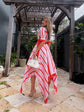 Abrielle Striped Handkerchief Midi Dress