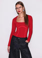 Organic Cotton Scoop Neck Longlseeve Bodysuit - Rouge