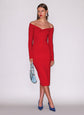Off Shoulder Hourglass Rib Midi Dress