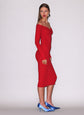 Off Shoulder Hourglass Rib Midi Dress