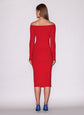 Off Shoulder Hourglass Rib Midi Dress