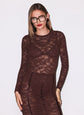 Le Stretch Lace Long Sleeve Bodysuit - Cocoa Plum (PRE-SALE)