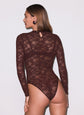 Le Stretch Lace Long Sleeve Bodysuit - Cocoa Plum (PRE-SALE)