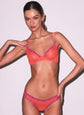 Sheer Tulle Demi Bra - Neon Coral