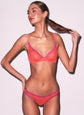 Sheer Tulle Demi Bra - Neon Coral