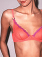 Sheer Tulle Demi Bra - Neon Coral