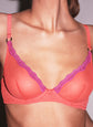 Sheer Tulle Demi Bra - Neon Coral