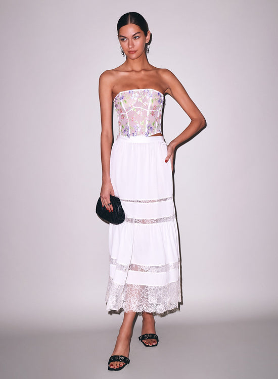 Elara Embroidery Corset Top - Ivory (PRE-SALE)