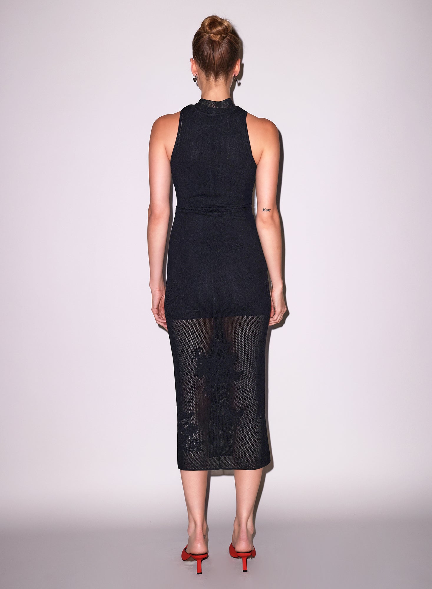 pointelle lace dress Fleur du Mal Lace Pointelle Midi Racer Dress