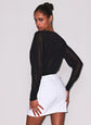 Sheer Knit V-Neck Sweater - Black