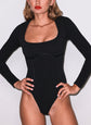 Organic Cotton Scoop Neck Longlseeve Bodysuit - Black