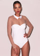 Collared Bodysuit with Dotted Tulle - Ivory (PRE-SALE)