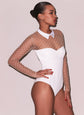 Collared Bodysuit with Dotted Tulle - Ivory (PRE-SALE)