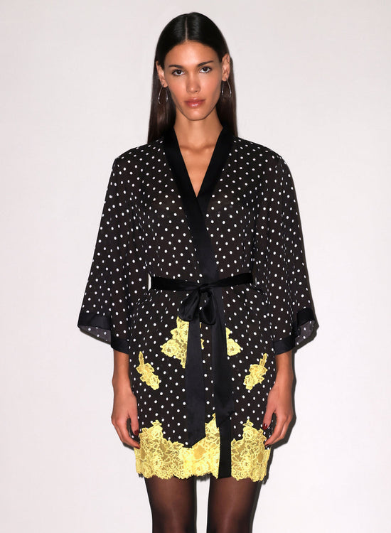 Juliet Lace Robe - Small Black Dot (PRE-SALE)