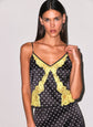 Juliet Lace Silk Cami - Small Dot Black / Lemon Lace (PRE-SALE)