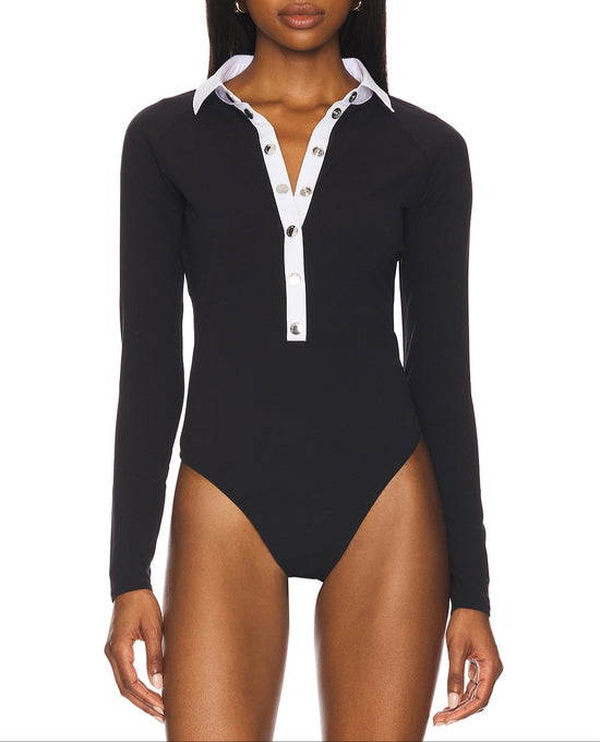 Long Sleeve High Collar Snap Bodysuit