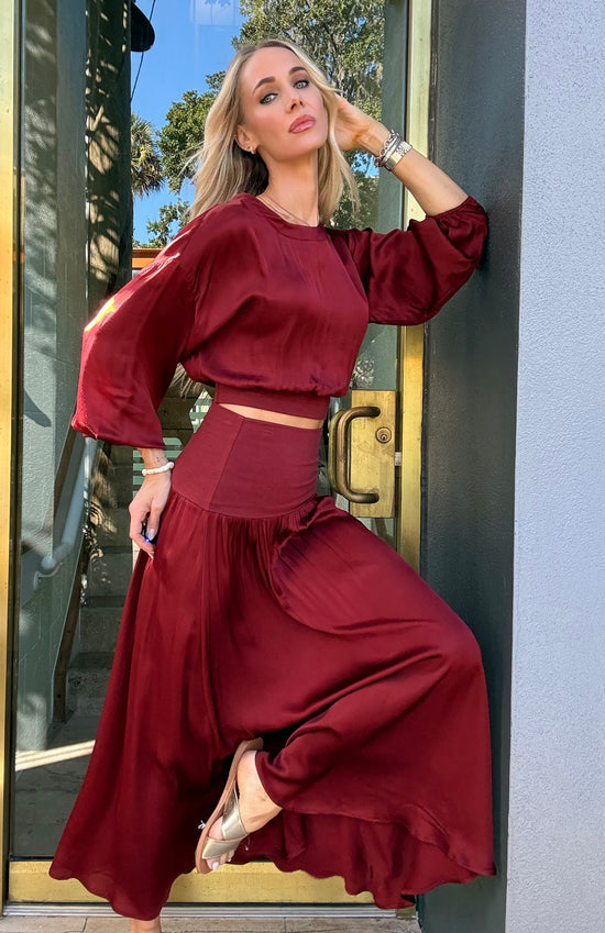 What If Maxi Skirt - Deep Cherry