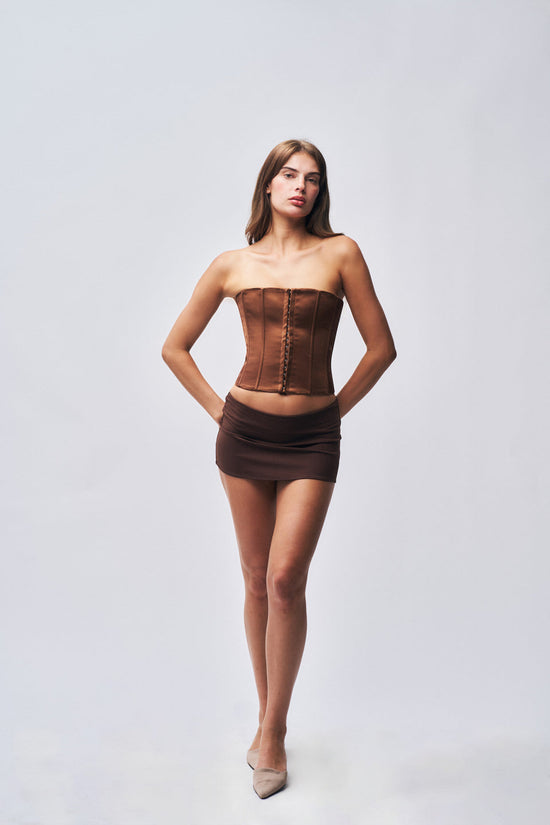 Micro Mini Stretch Skirt - Brown (PRE-SALE)