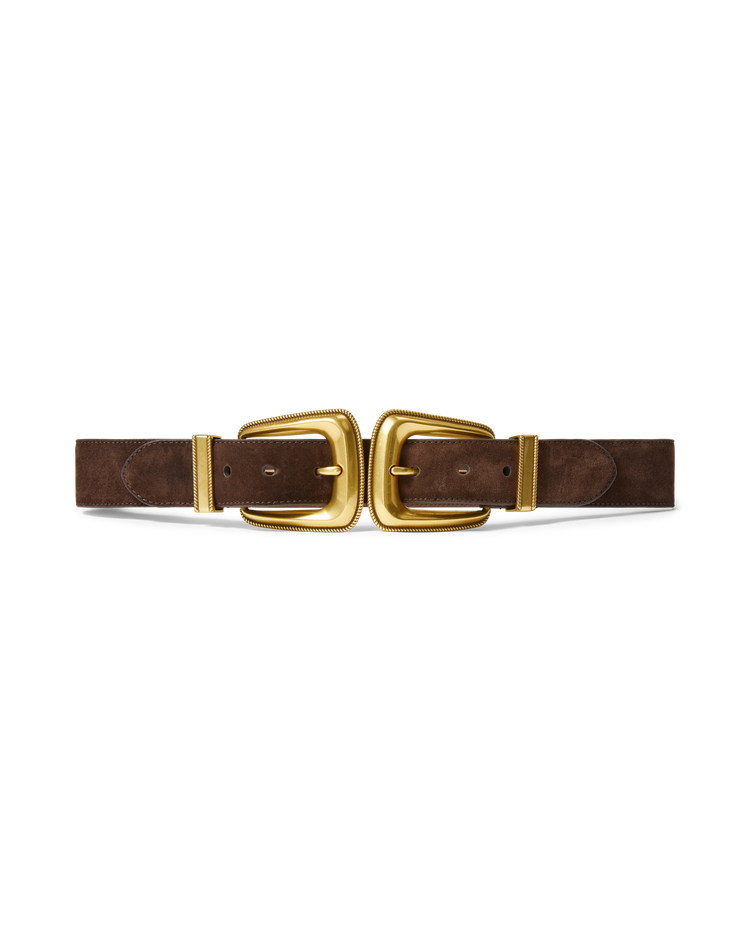 SUEDE DOUBLE BUCKLE ARCH BELT