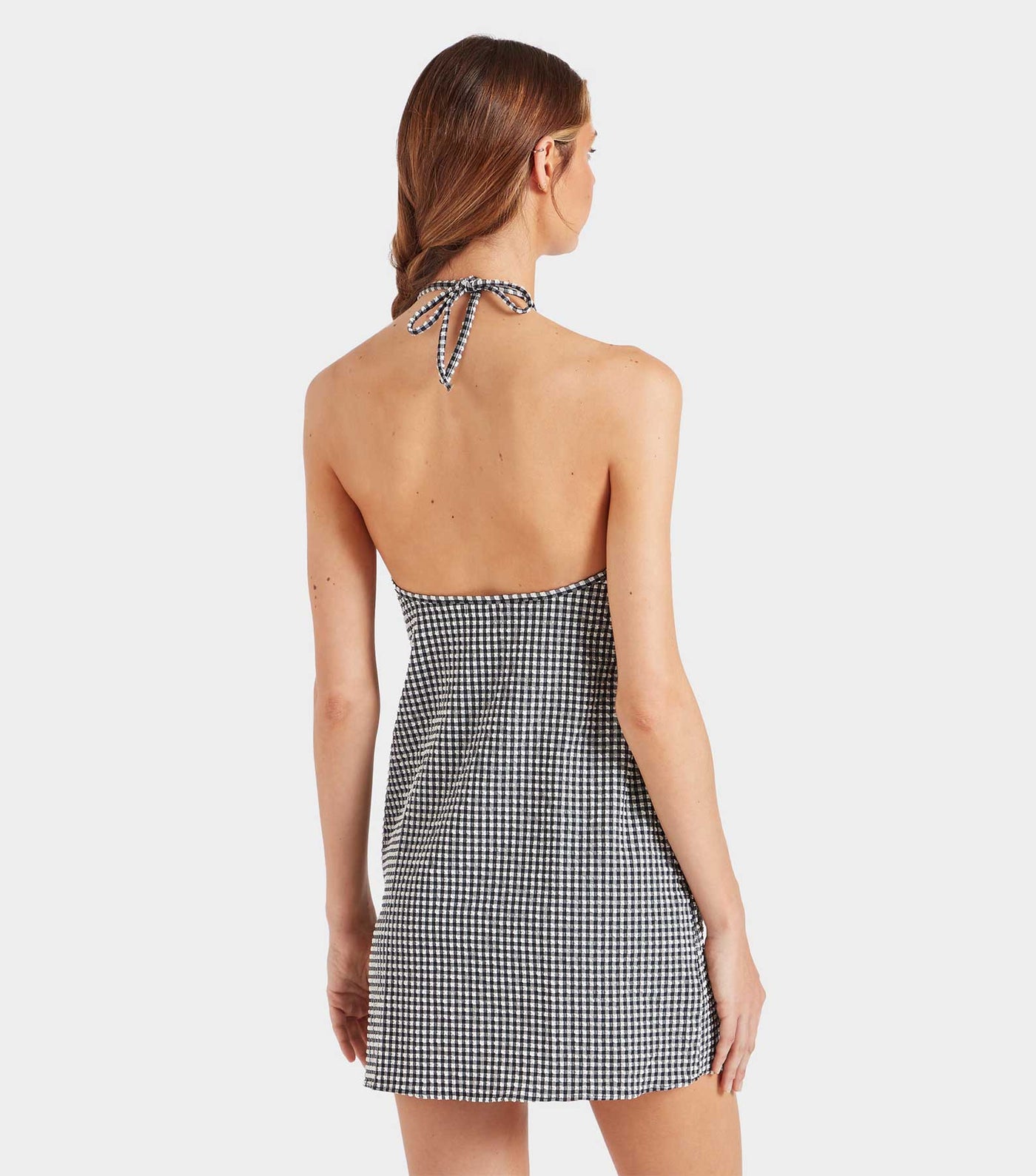 Gingham Seersucker Mini Dress - Black Gingham Sultre Boutique Gingham Seersucker Mini Dress - Black Gingham Sultre Boutique