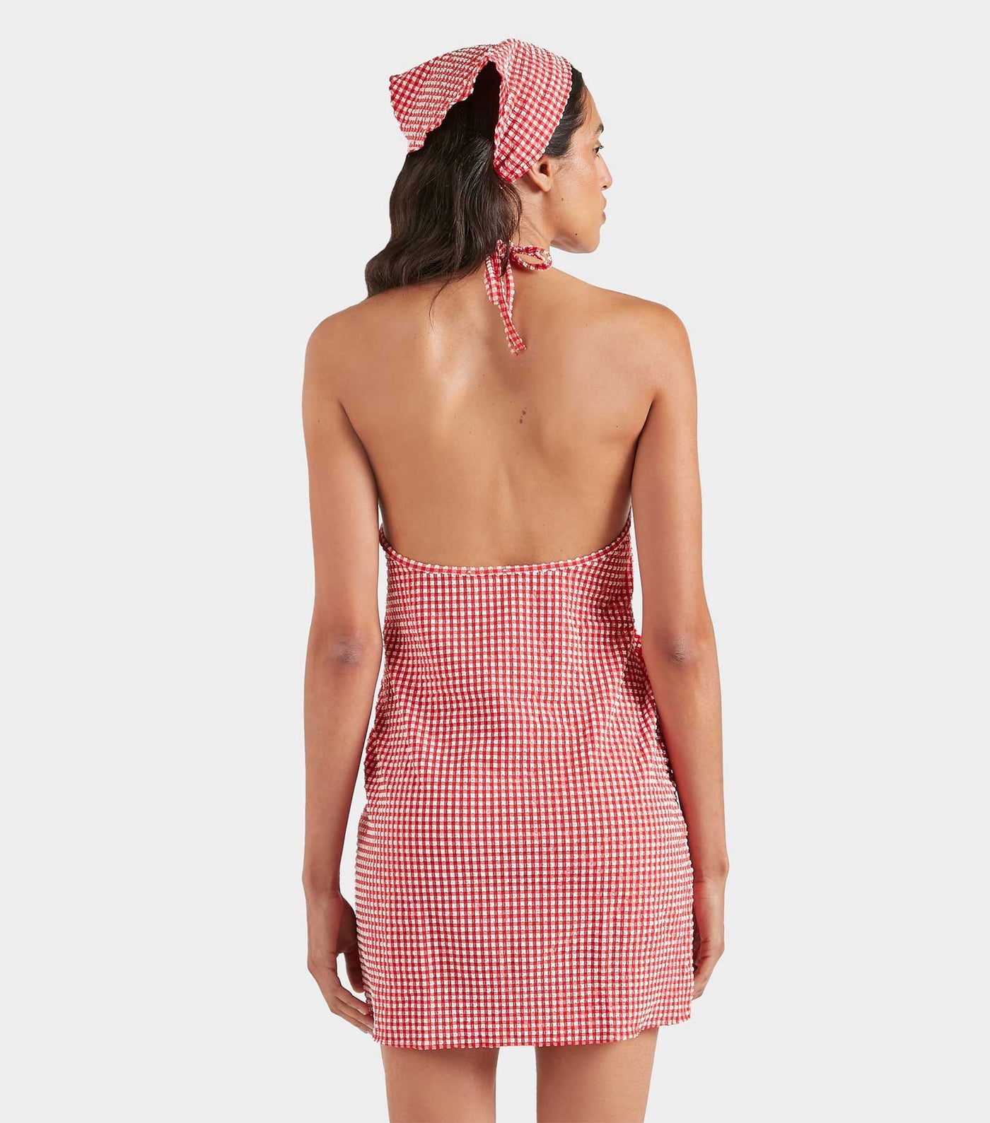 Hunza G Gingham Seersucker Halterneck Mini Dress Hunza G Gingham Seersucker Halterneck Mini Dress