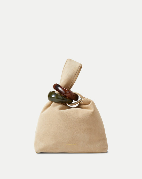 Suede Veronica Beard Swing Clutch - Stone Khaki (PRE-SALE)