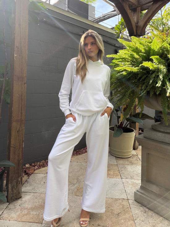 Reece Wide-Leg Sweat Pant - White