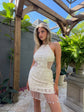 Crochet Bloom Halterneck Mini Dress