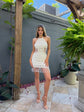 Crochet Bloom Halterneck Mini Dress