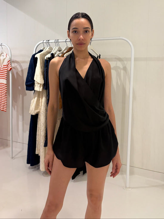 Halia Draped Satin Romper