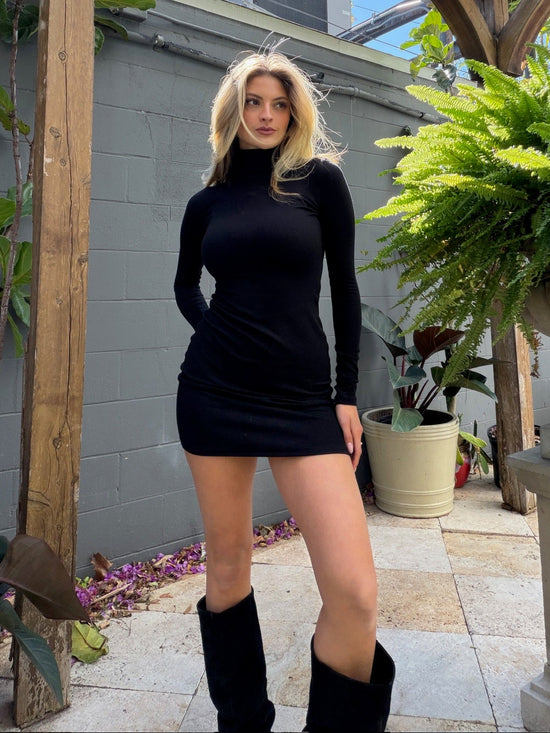 Claire L/S Mock Neck Mini - Black