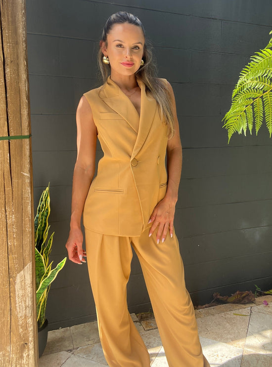 Double Pleat Trouser - Honey