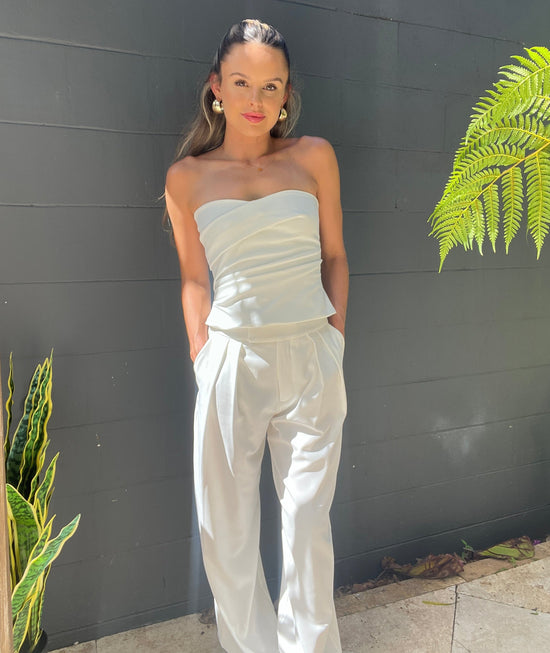 Double Pleat Trouser - Ivory